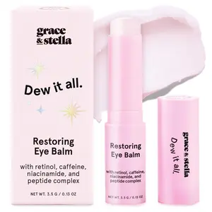 Under Eye Brightener Balm Stick – Retinol & Caffeine for Dark Circles, Puffiness, Wrinkles Instantly Hydrate & Brighten Under Eye Area Vegan Skincare with Niacinamide by grace & stella